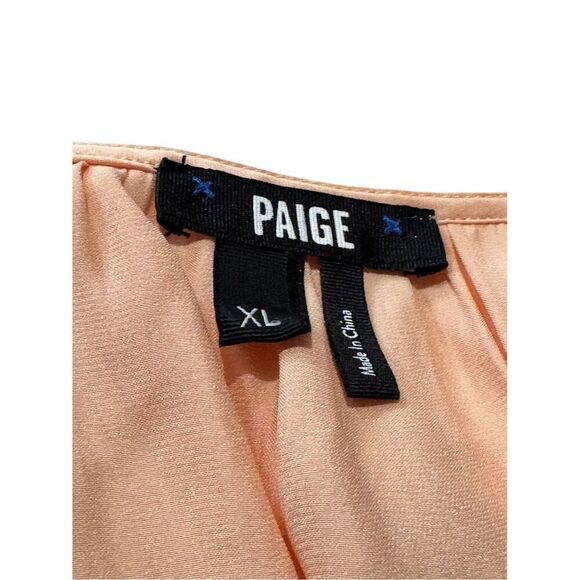 Paige Olenna Women's XL Orange Puff Sleeve Square Neck Smoked Waist Blouse/Top - Picture 7 of 9